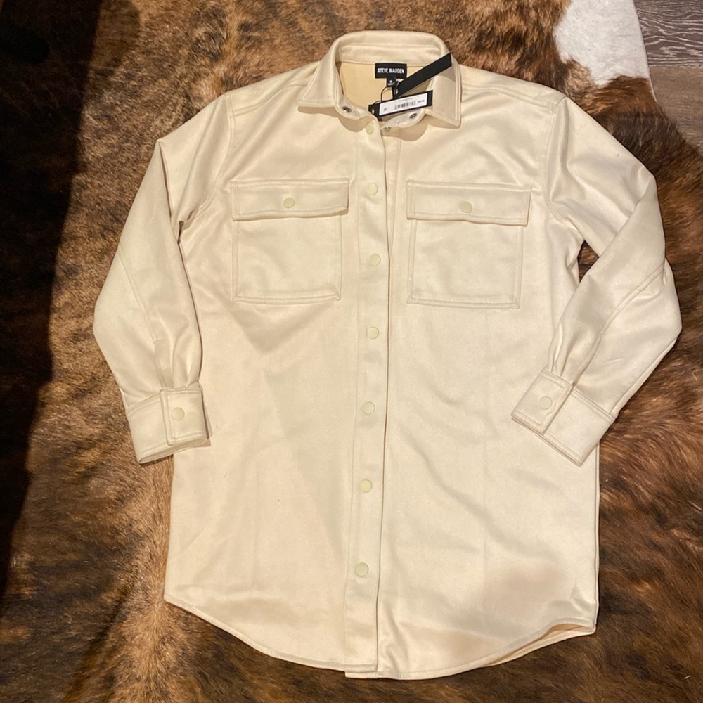 NWT Steve Madden Women’s Suede Oversized Shirtdress Sz S